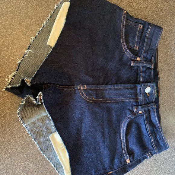 Hi-Rise Cheeky Denim Shorts - Picture 2 of 8